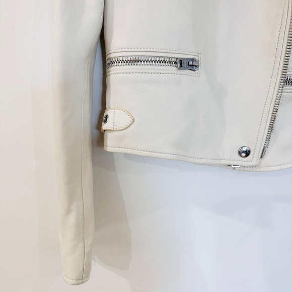 Coach leather biker jacket in cream/ off-white NWOT - Picture 6 of 13